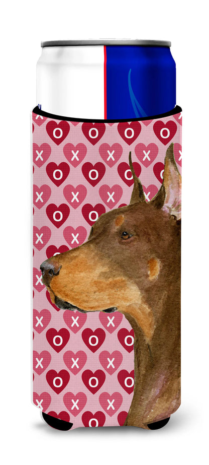 Hearts Love and Valentine's Day Design with Dog Ultra Hugger for slim cans