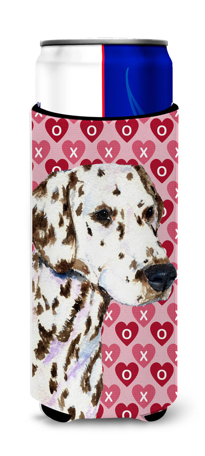 Hearts Love and Valentine's Day Design with Dog Ultra Hugger for slim cans