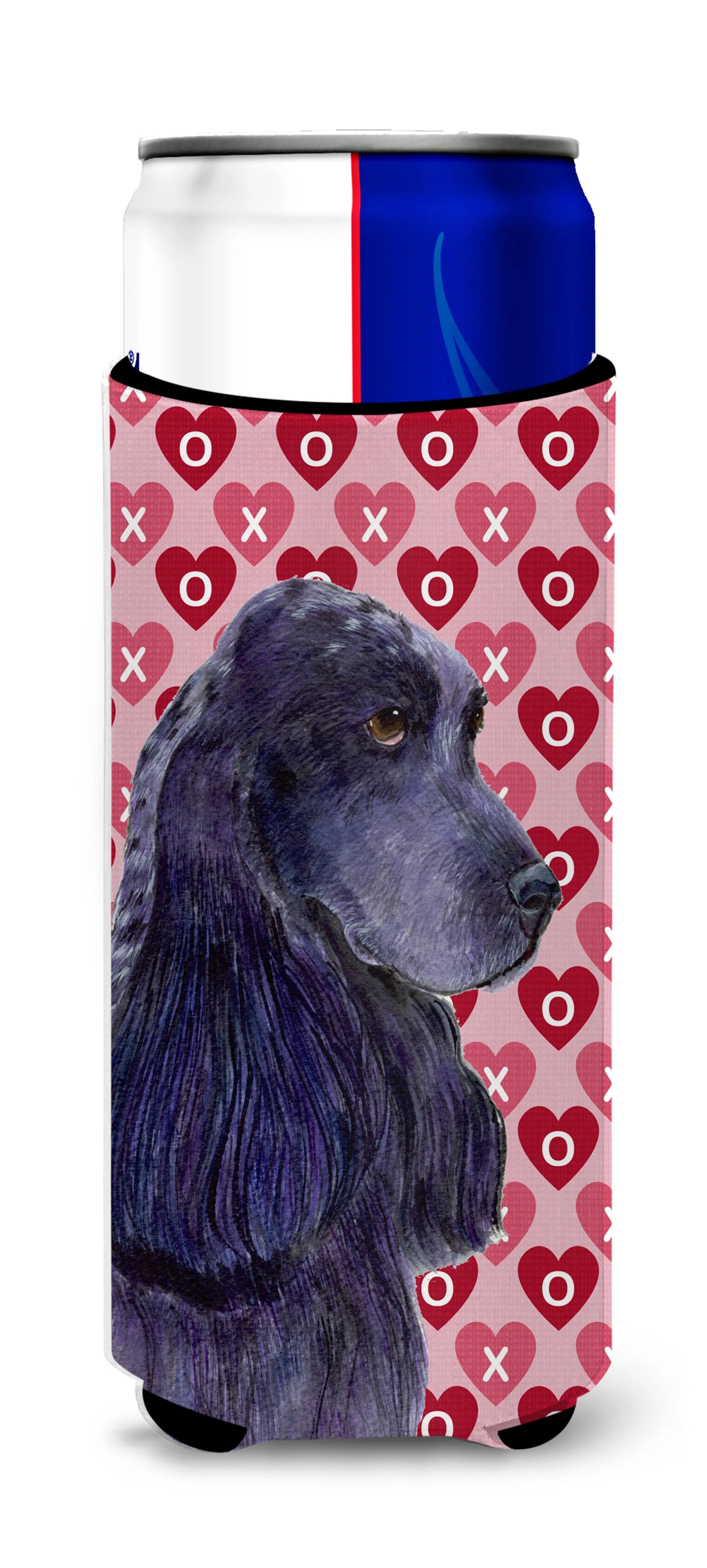 Hearts Love and Valentine's Day Design with Dog Ultra Hugger for slim cans