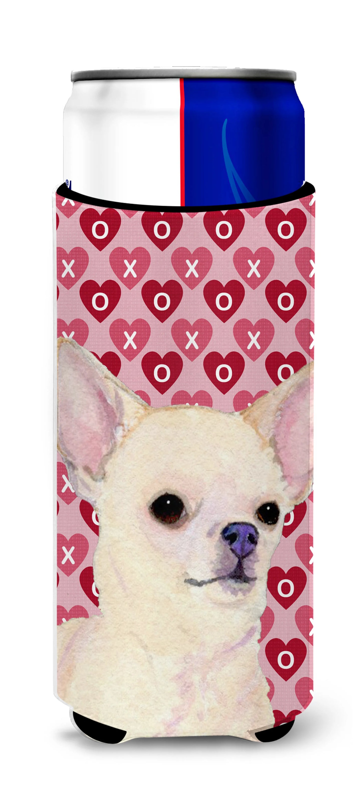 Hearts Love and Valentine's Day Design with Dog Ultra Hugger for slim cans