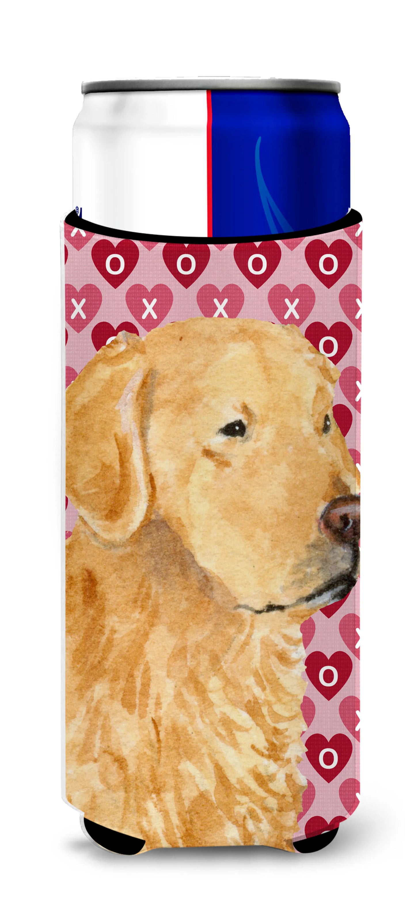 Hearts Love and Valentine's Day Design with Dog Ultra Hugger for slim cans