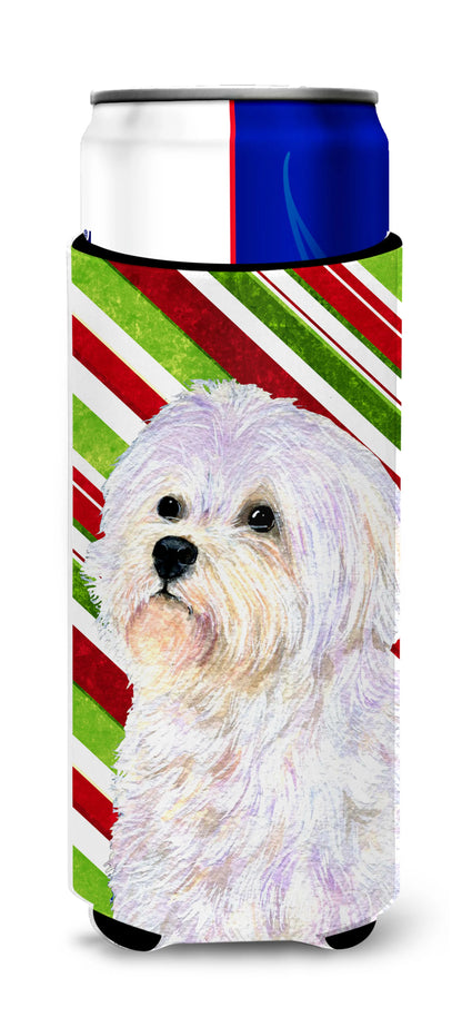 Candy Cane Christmas Design with Dog Ultra Hugger for slim cans