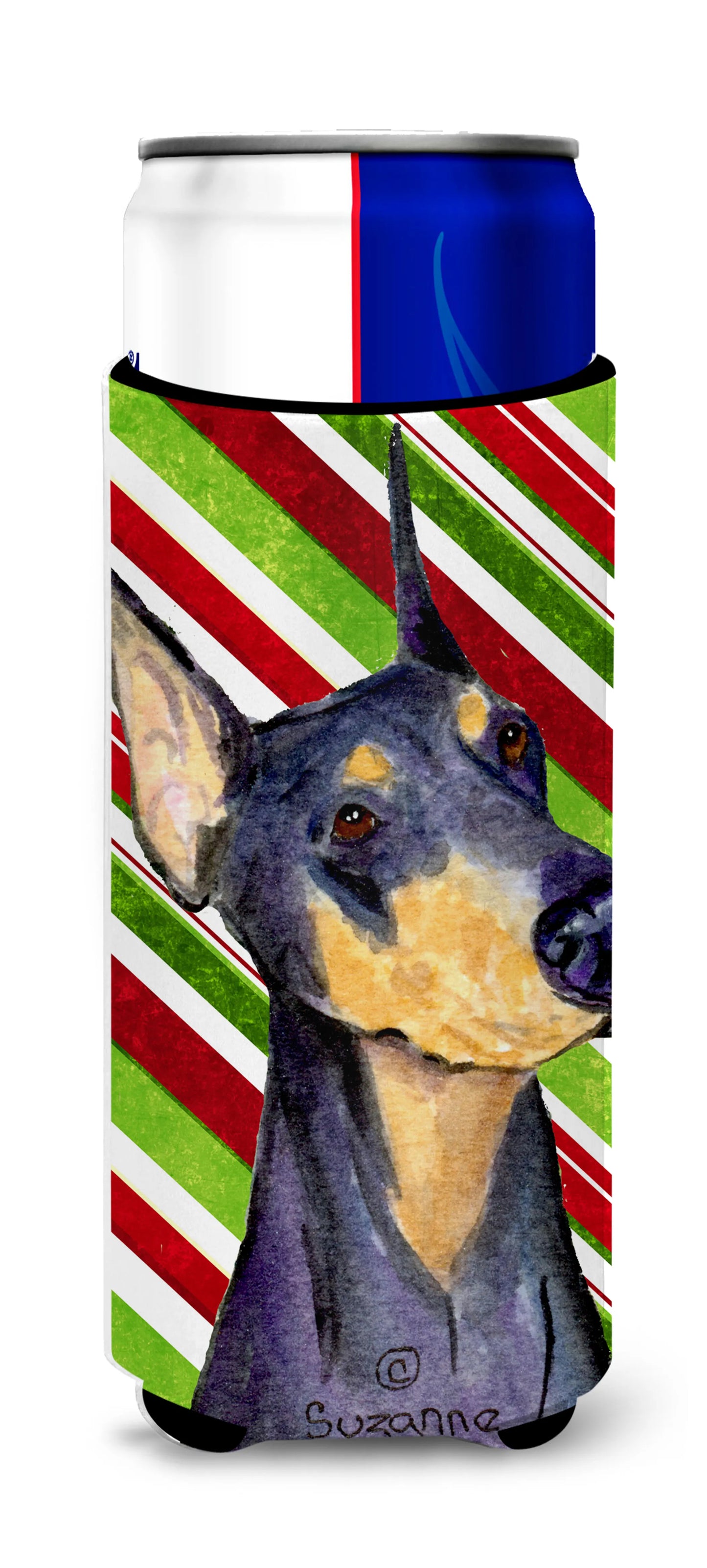 Candy Cane Christmas Design with Dog Ultra Hugger for slim cans