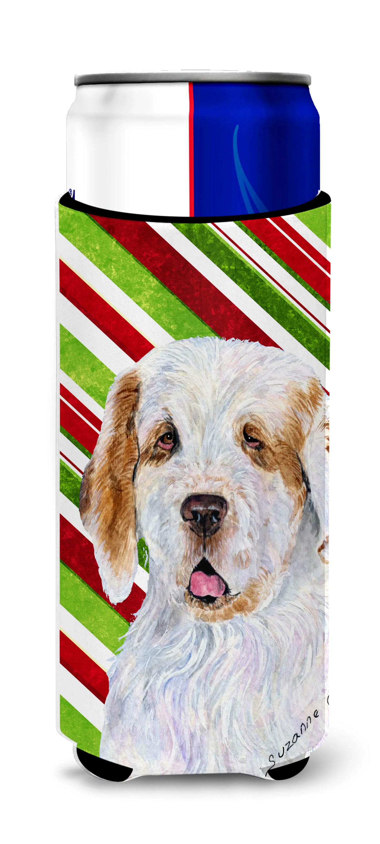 Candy Cane Christmas Design with Dog Ultra Hugger for slim cans