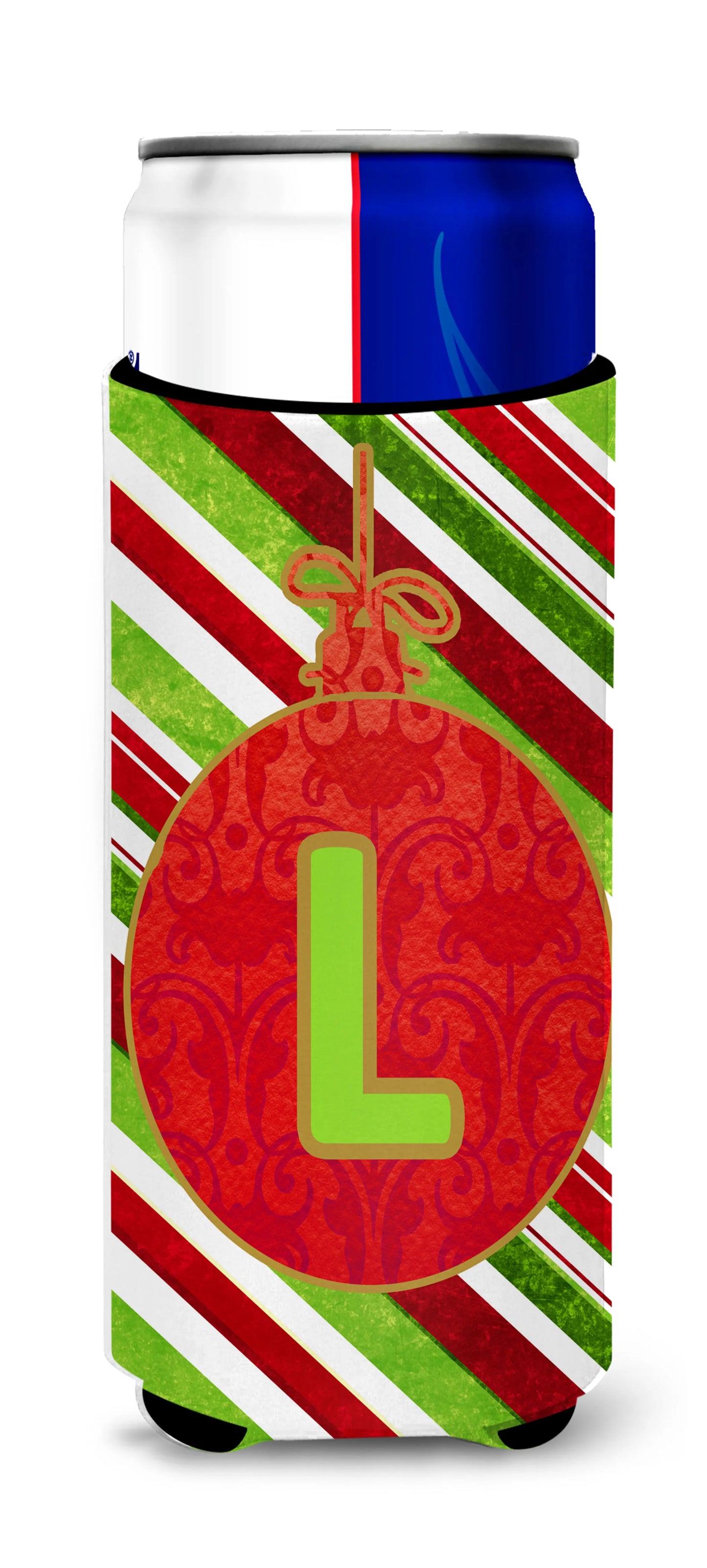 Christmas Oranment Holiday Initial Letter Ultra Hugger for slim cans