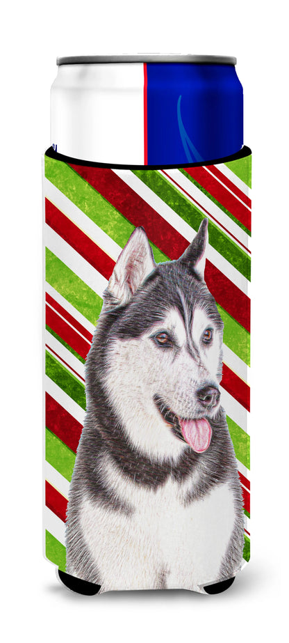 Candy Cane Holiday Christmas Design with Dog Ultra Hugger for slim cans