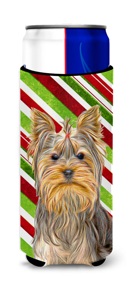 Candy Cane Holiday Christmas Design with Dog Ultra Hugger for slim cans