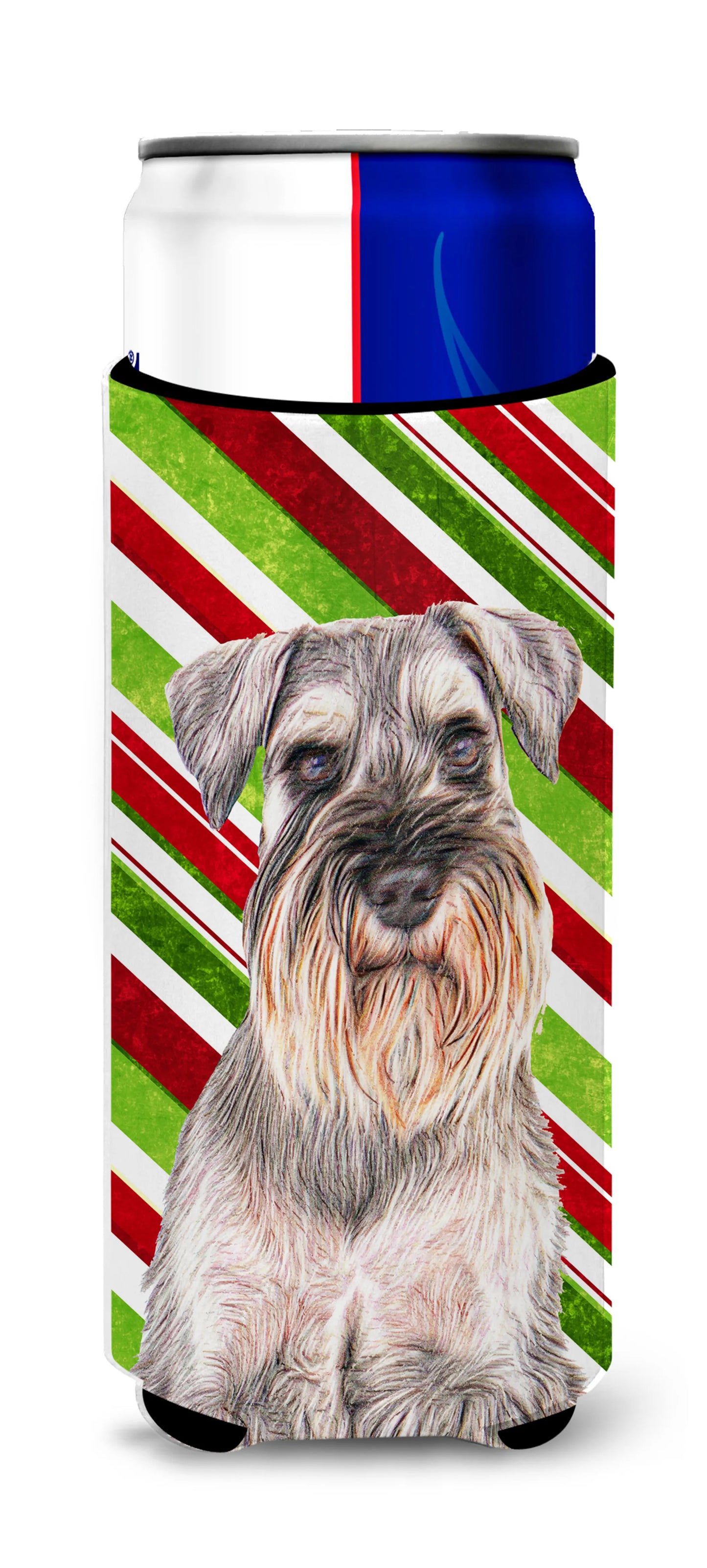 Candy Cane Holiday Christmas Design with Dog Ultra Hugger for slim cans