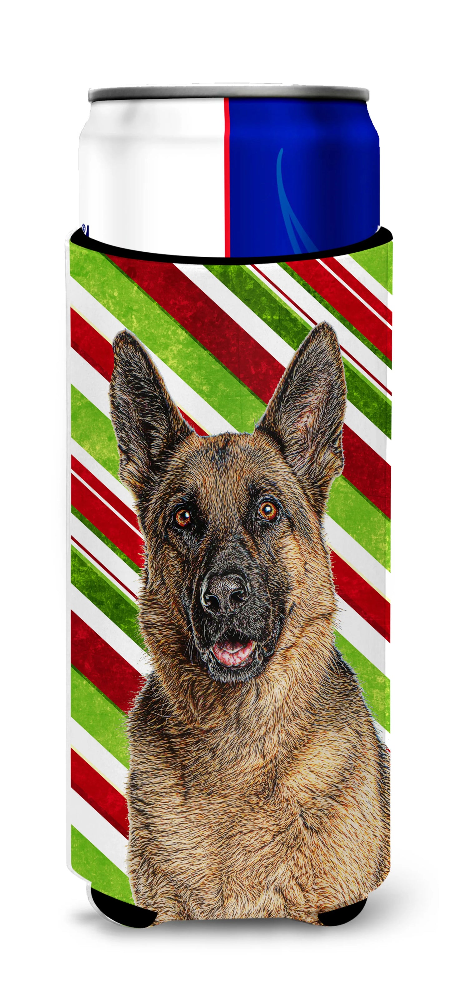 Candy Cane Holiday Christmas Design with Dog Ultra Hugger for slim cans