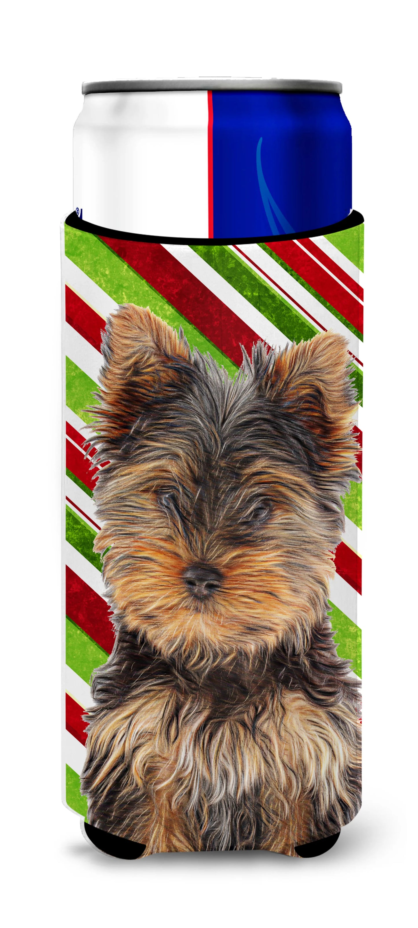 Candy Cane Holiday Christmas Design with Dog Ultra Hugger for slim cans