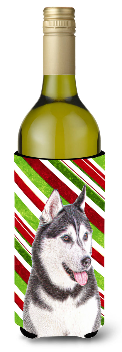 Candy Cane Holiday Christmas Design with Dog Wine Bottle Hugger