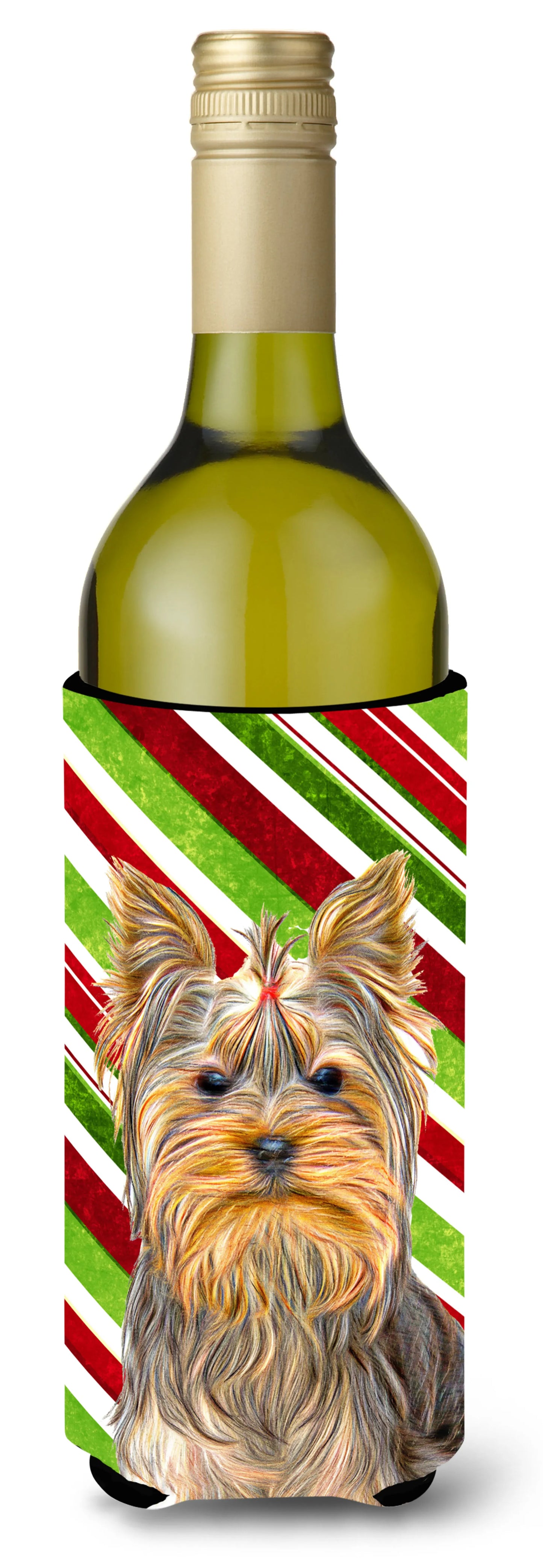 Candy Cane Holiday Christmas Design with Dog Wine Bottle Hugger