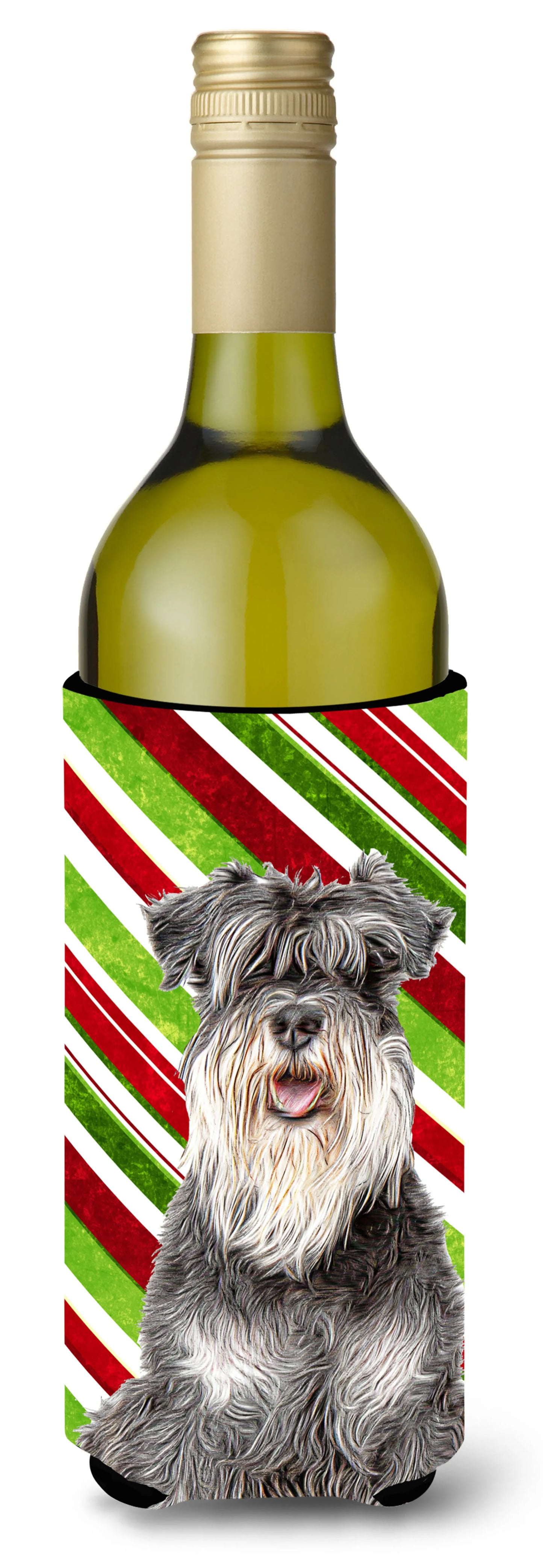 Candy Cane Holiday Christmas Design with Dog Wine Bottle Hugger