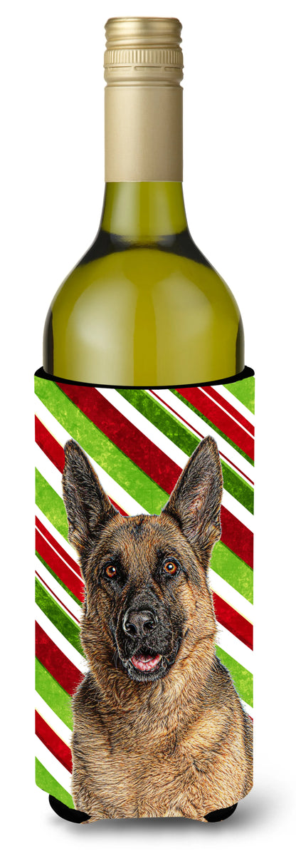 Candy Cane Holiday Christmas Design with Dog Wine Bottle Hugger