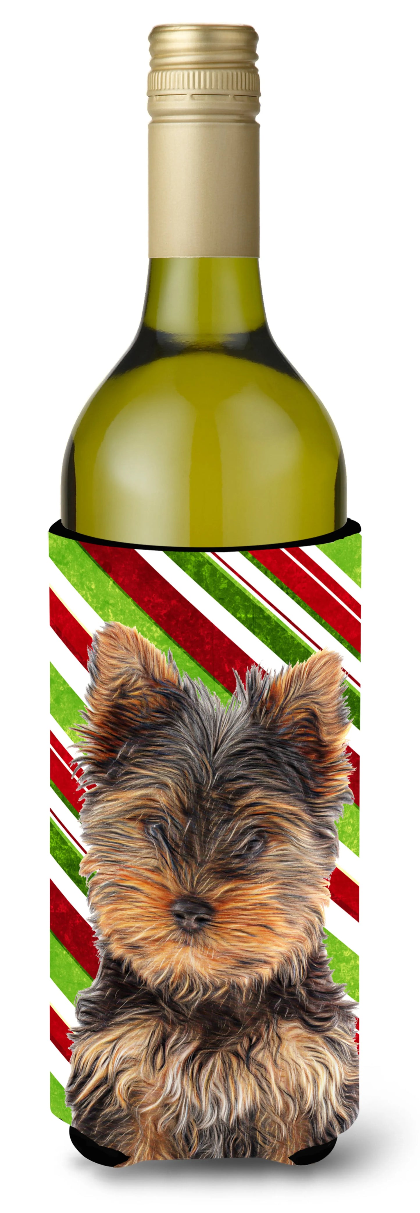 Candy Cane Holiday Christmas Design with Dog Wine Bottle Hugger