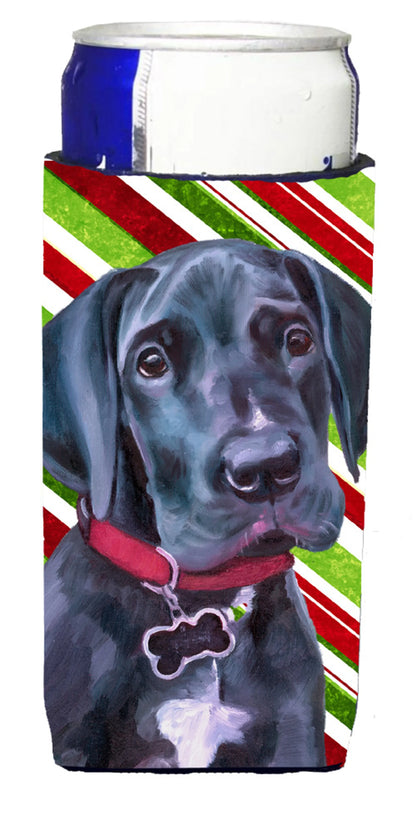 Candy Cane Holiday Christmas Design with Dog Ultra Hugger for slim cans