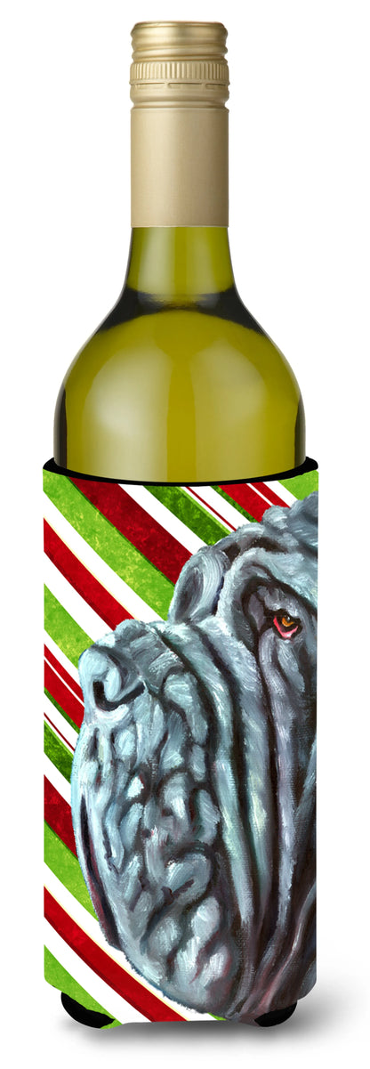 Candy Cane Holiday Christmas Design with Dog Wine Bottle Hugger