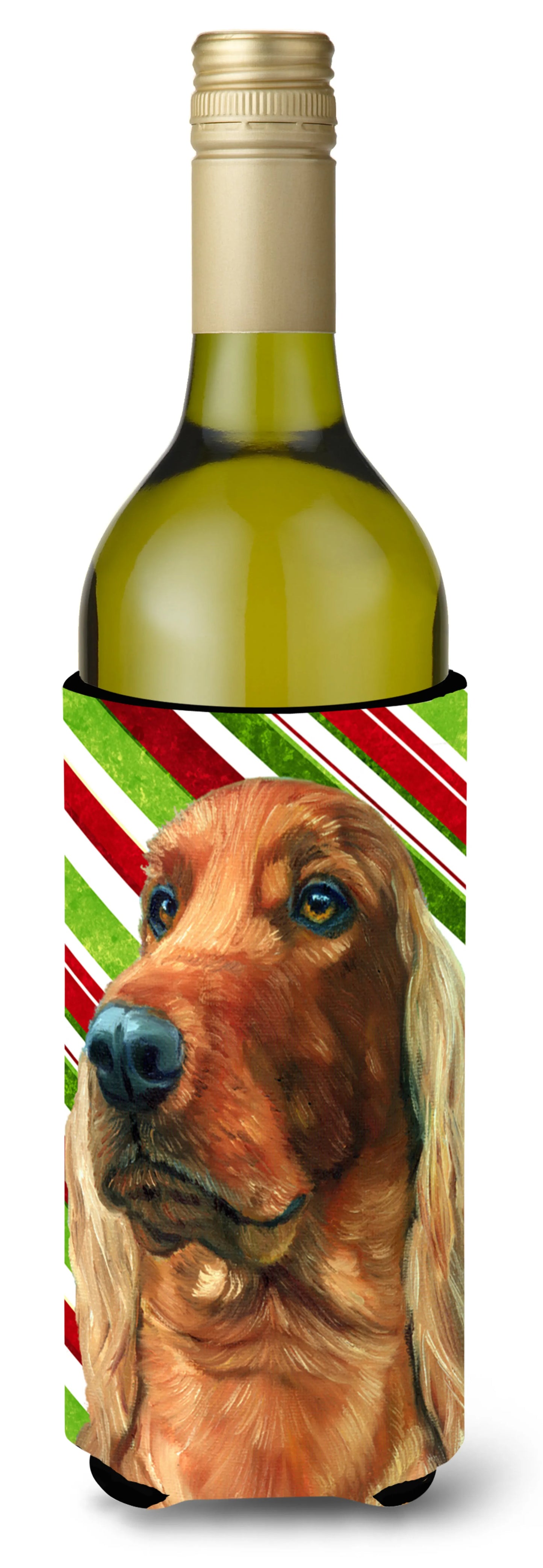 Candy Cane Holiday Christmas Design with Dog Wine Bottle Hugger