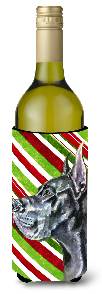 Candy Cane Holiday Christmas Design with Dog Wine Bottle Hugger