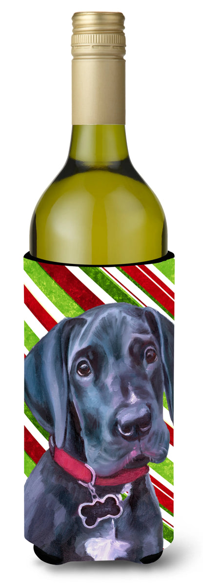 Candy Cane Holiday Christmas Design with Dog Wine Bottle Hugger