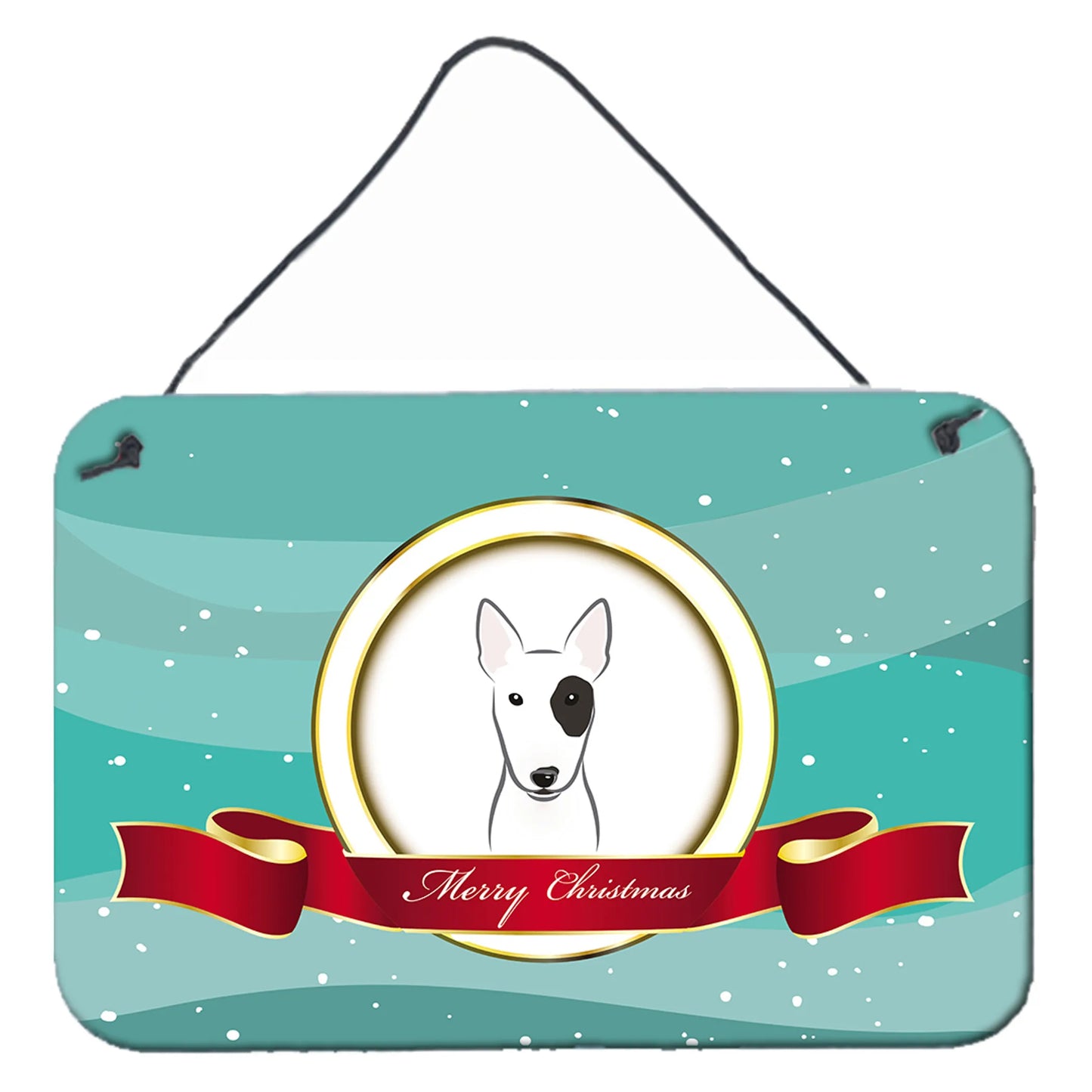 Merry Christmas Design with Dog Art Wall or Door Hanging Prints