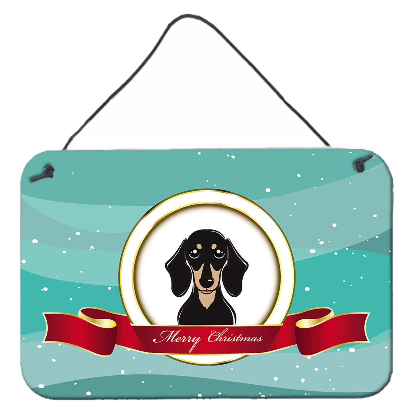 Merry Christmas Design with Dog Art Wall or Door Hanging Prints