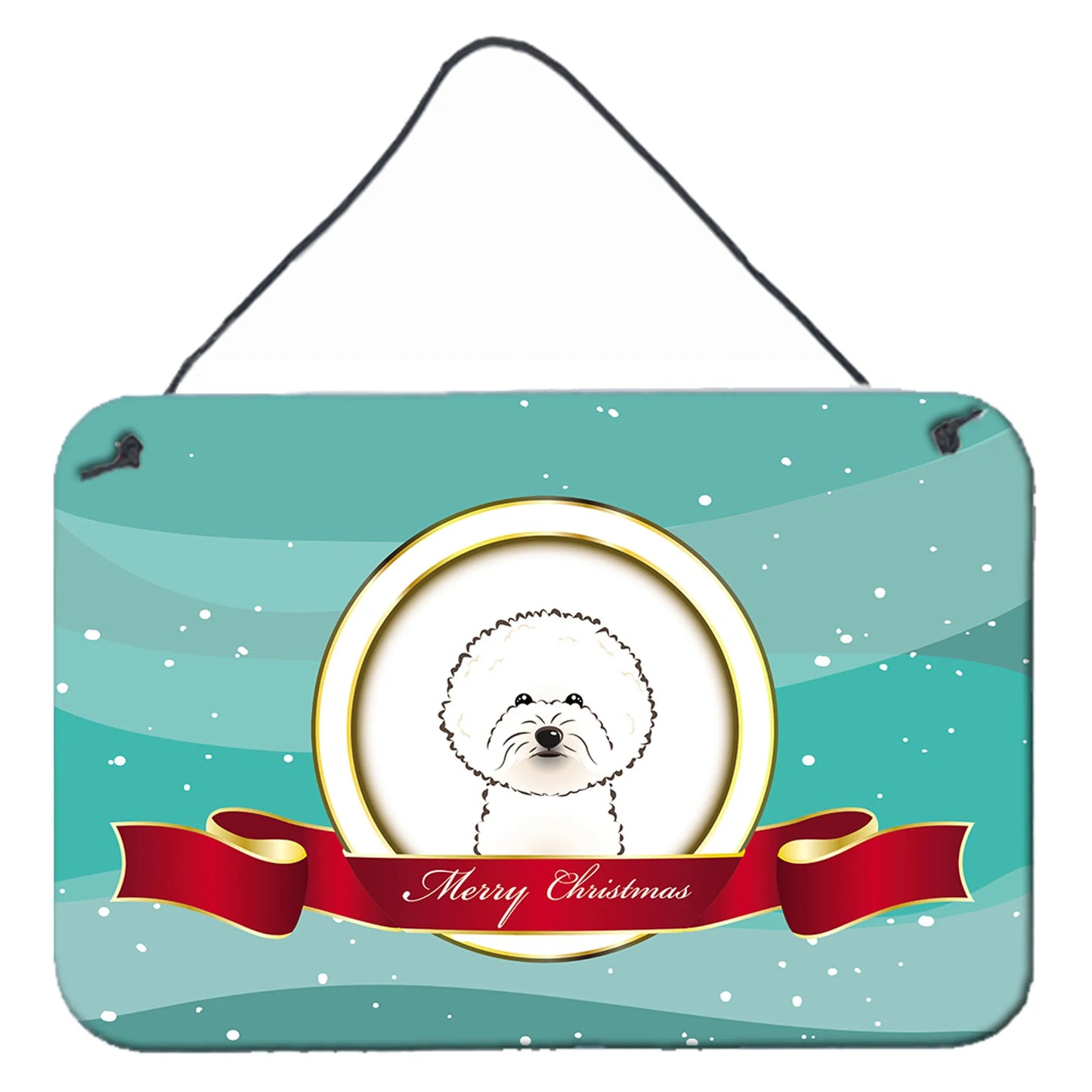 Merry Christmas Design with Dog Art Wall or Door Hanging Prints