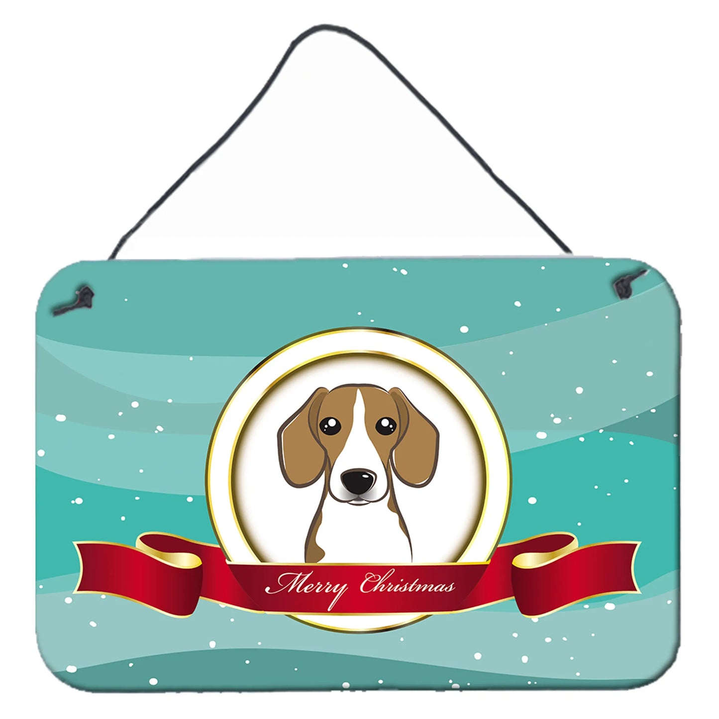 Merry Christmas Design with Dog Art Wall or Door Hanging Prints