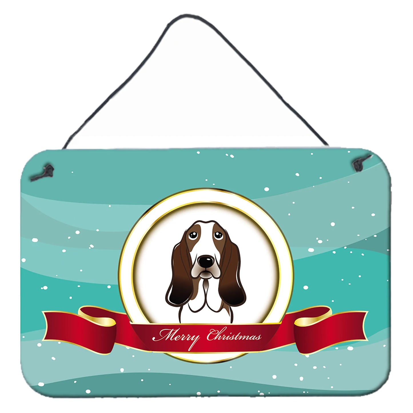 Merry Christmas Design with Dog Art Wall or Door Hanging Prints