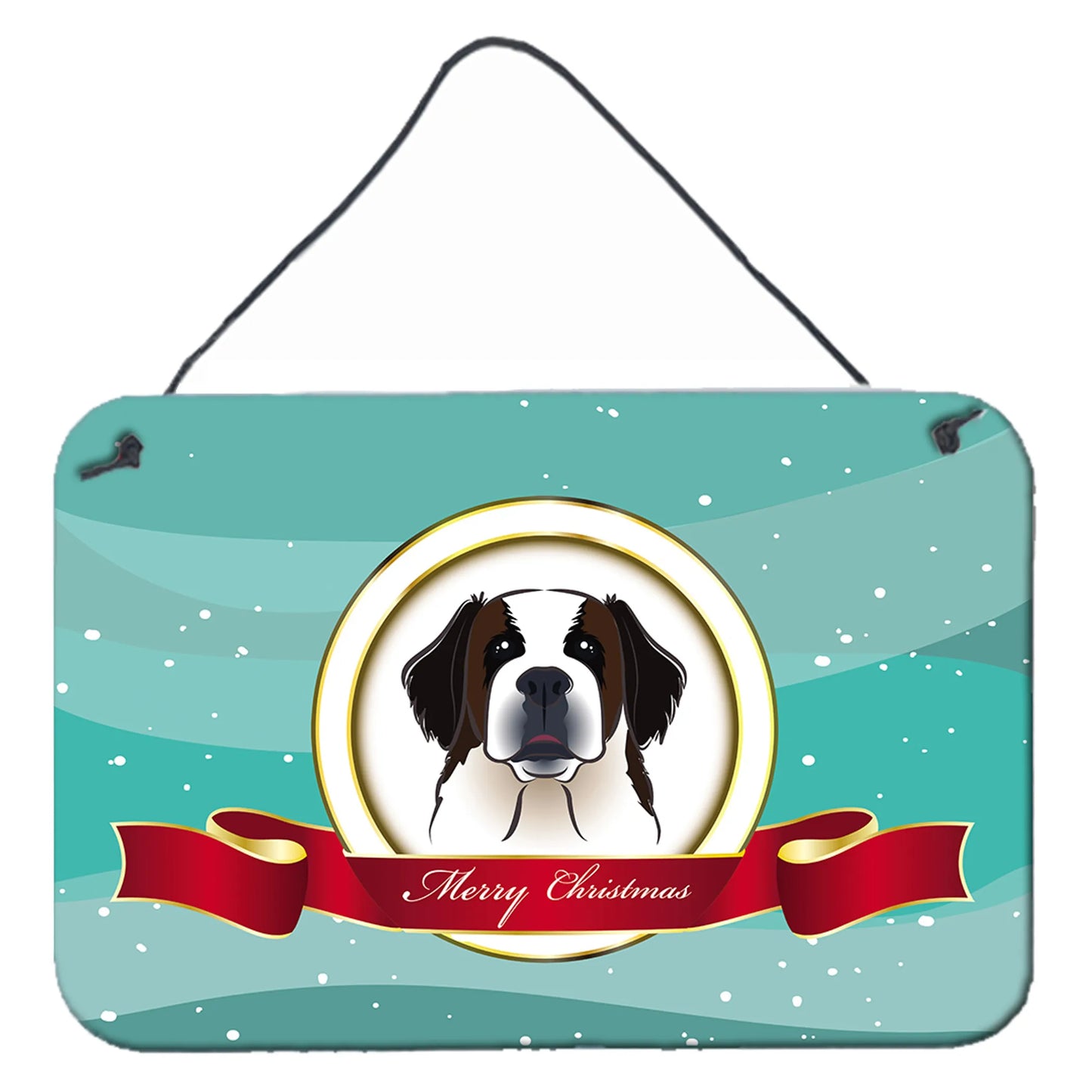 Merry Christmas Design with Dog Art Wall or Door Hanging Prints