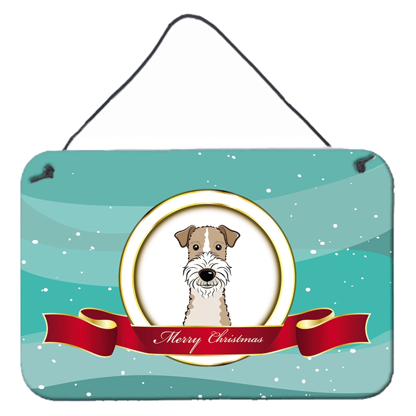 Merry Christmas Design with Dog Art Wall or Door Hanging Prints