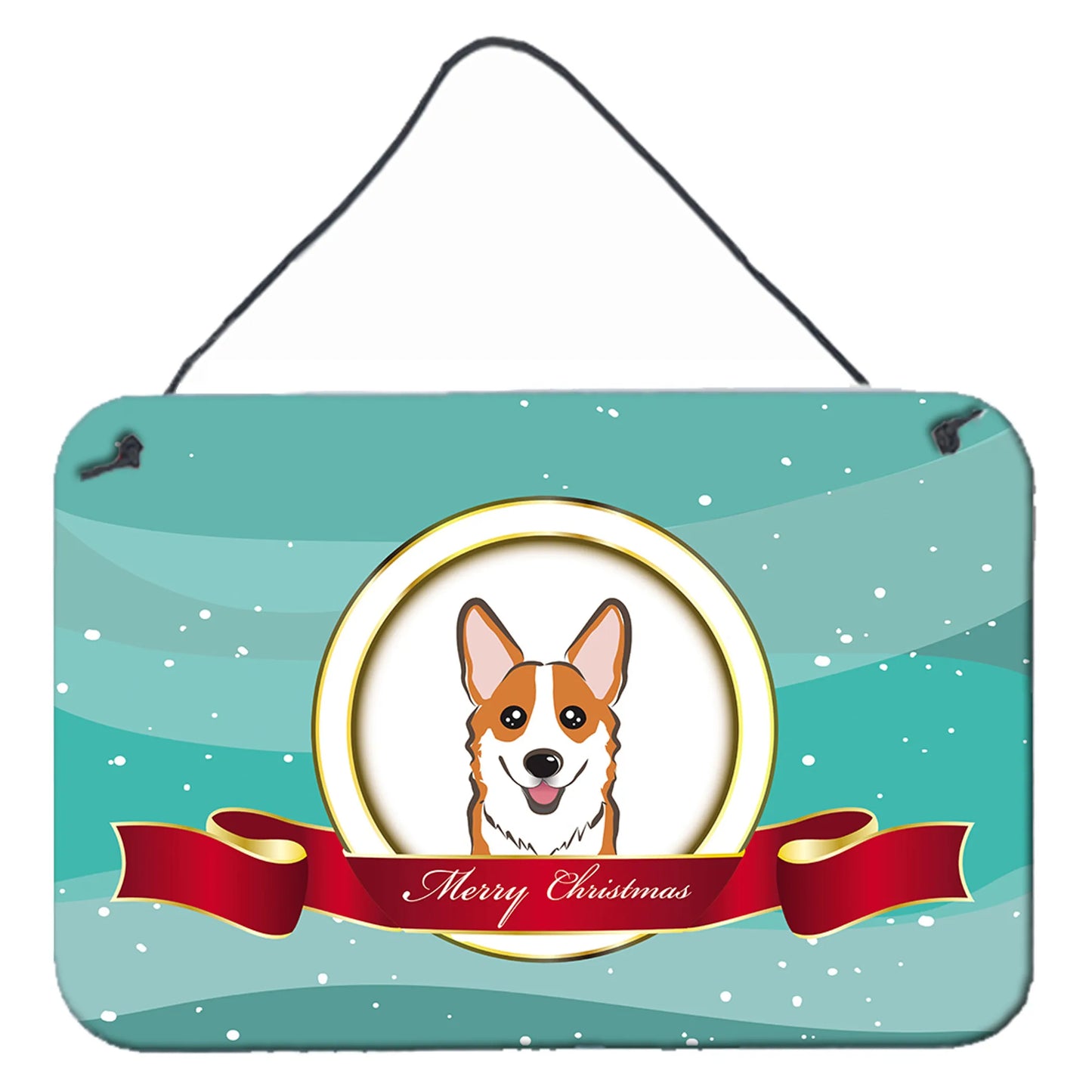 Merry Christmas Design with Dog Art Wall or Door Hanging Prints