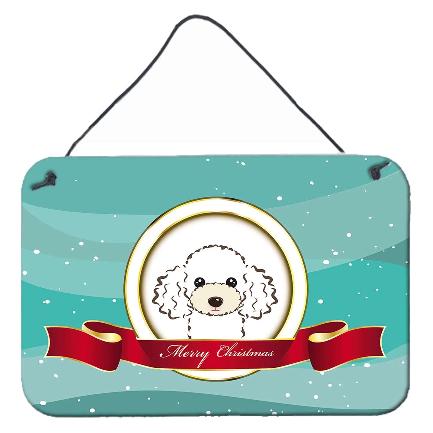 Merry Christmas Design with Dog Art Wall or Door Hanging Prints