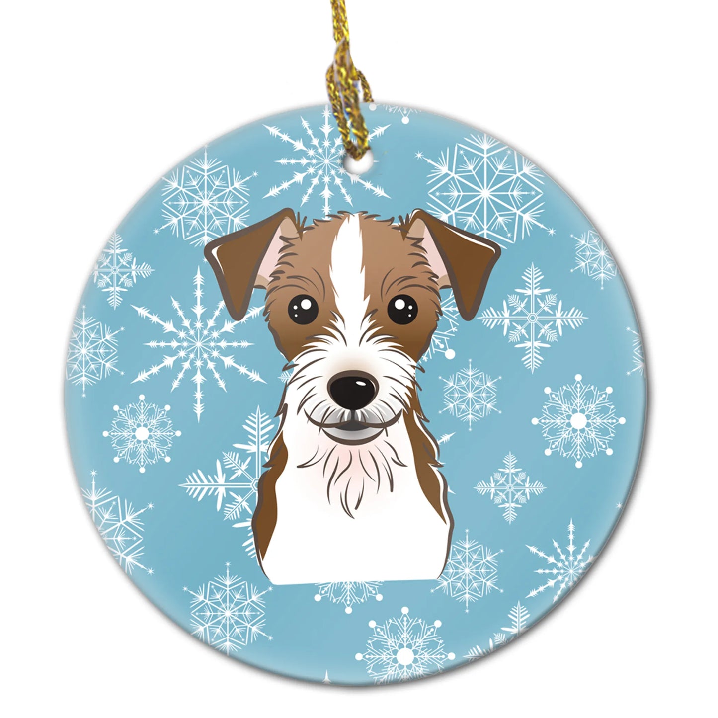 Snowflake Dog on Ceramic Ornament