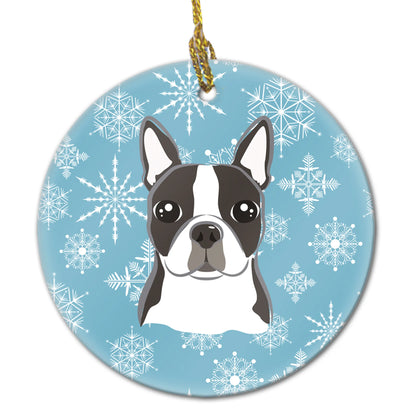 Snowflake Dog on Ceramic Ornament