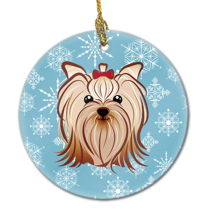 Snowflake Dog on Ceramic Ornament