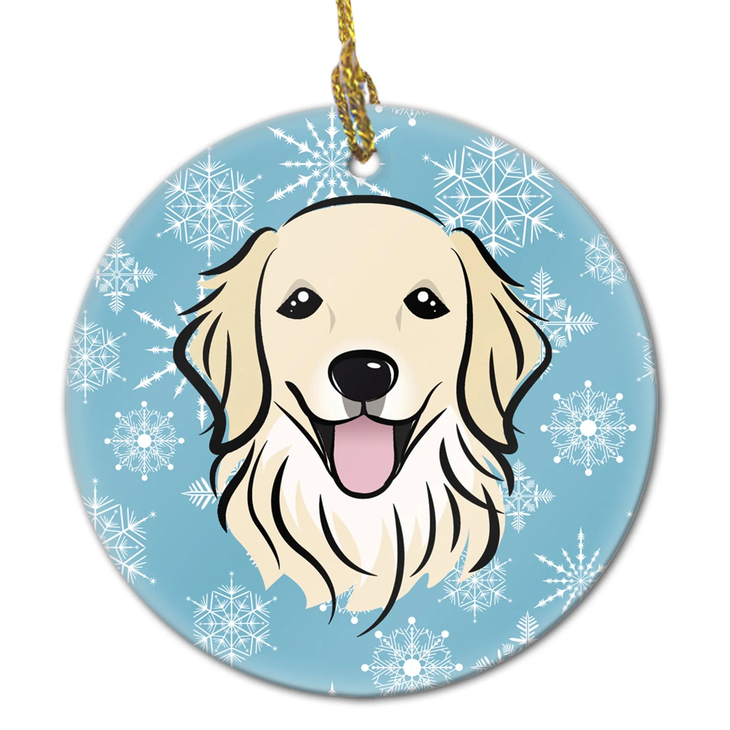 Snowflake Dog on Ceramic Ornament