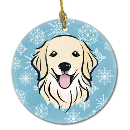 Snowflake Dog on Ceramic Ornament