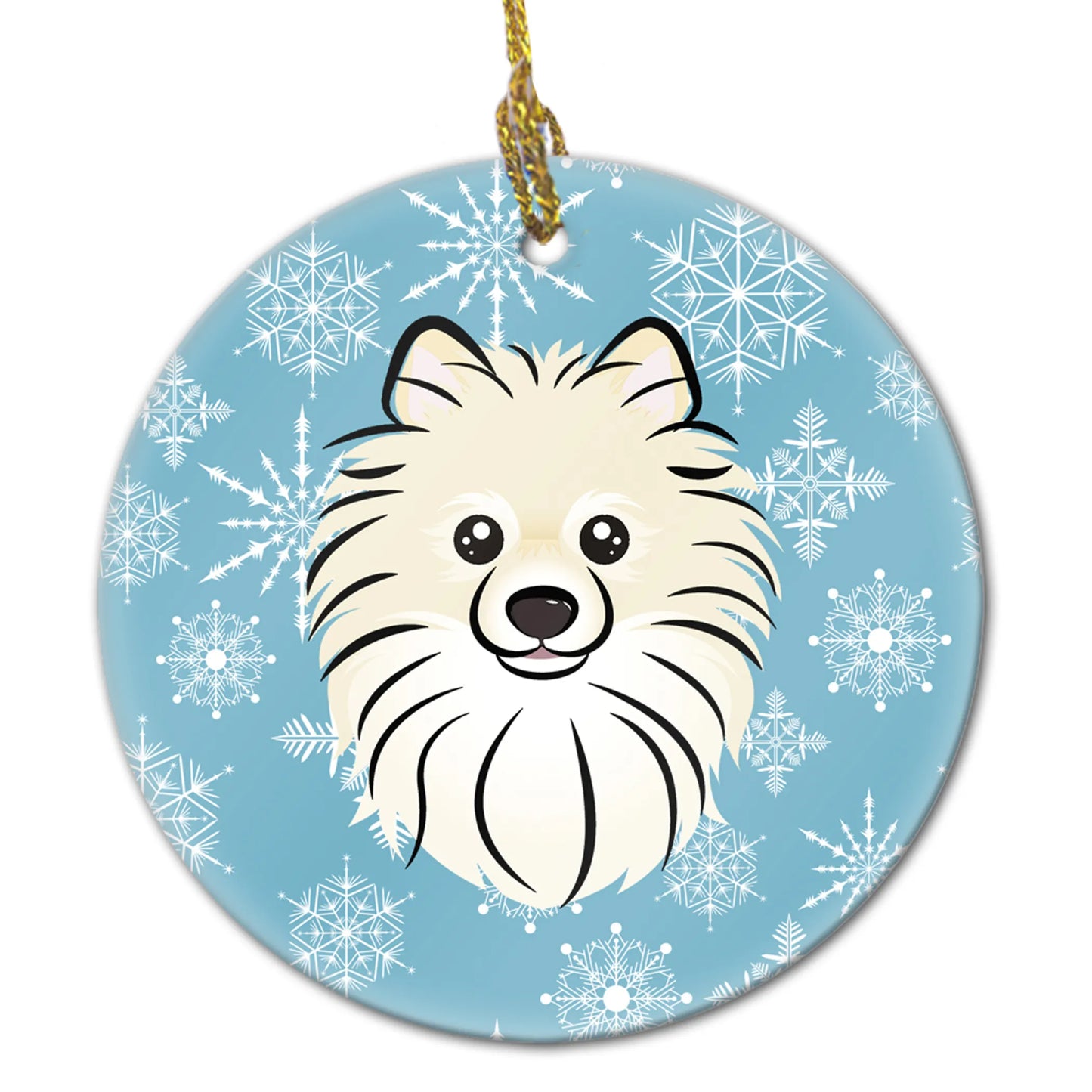 Snowflake Dog on Ceramic Ornament