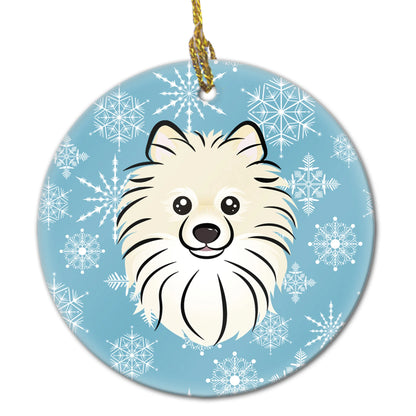 Snowflake Dog on Ceramic Ornament