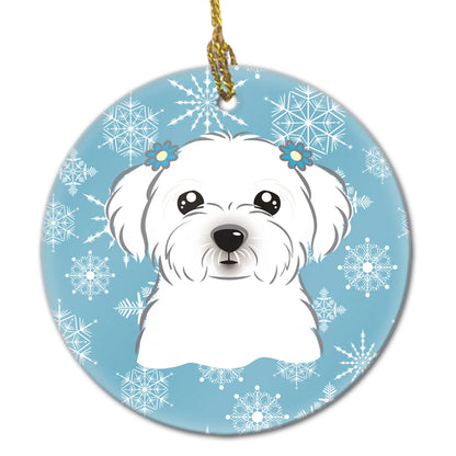 Snowflake Dog on Ceramic Ornament