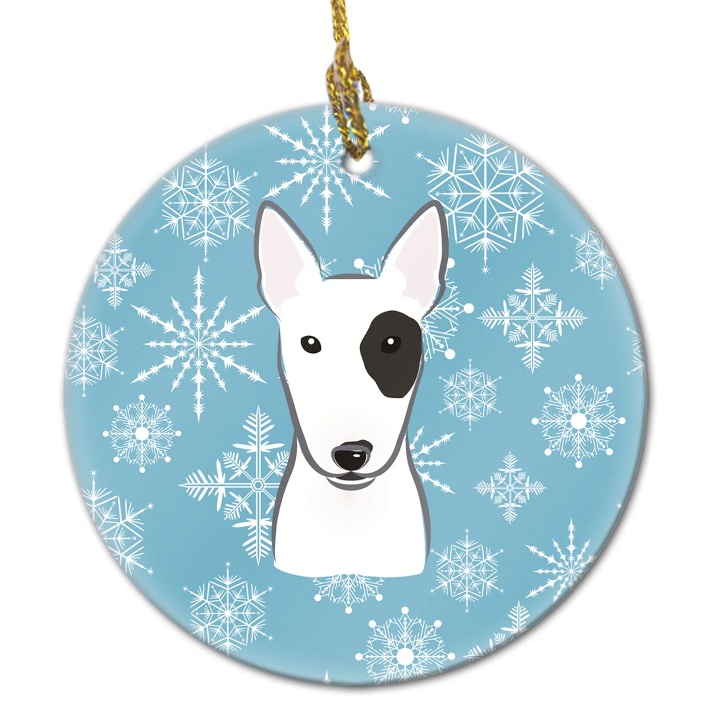 Snowflake Dog on Ceramic Ornament