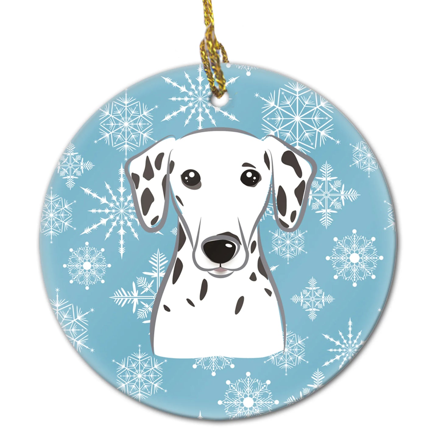 Snowflake Dog on Ceramic Ornament