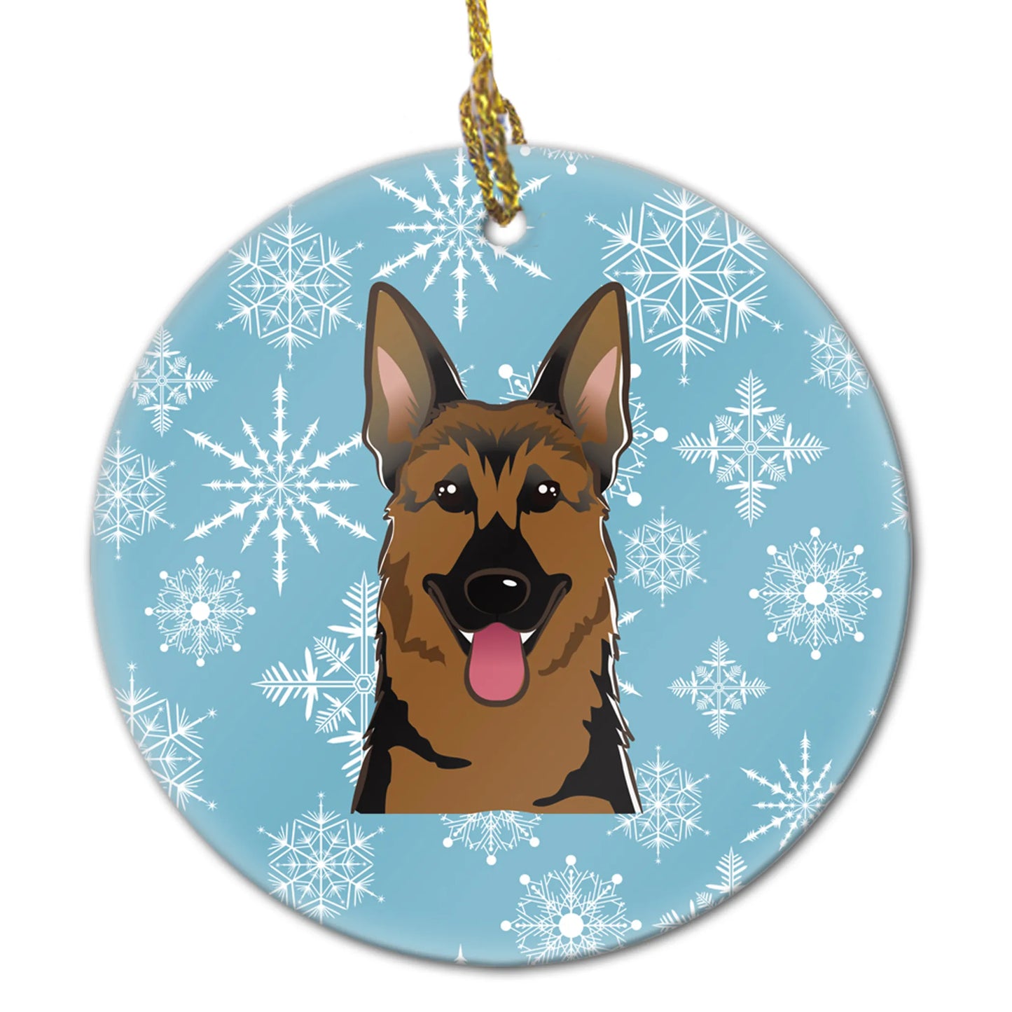 Snowflake Dog on Ceramic Ornament