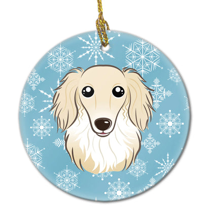 Snowflake Dog on Ceramic Ornament