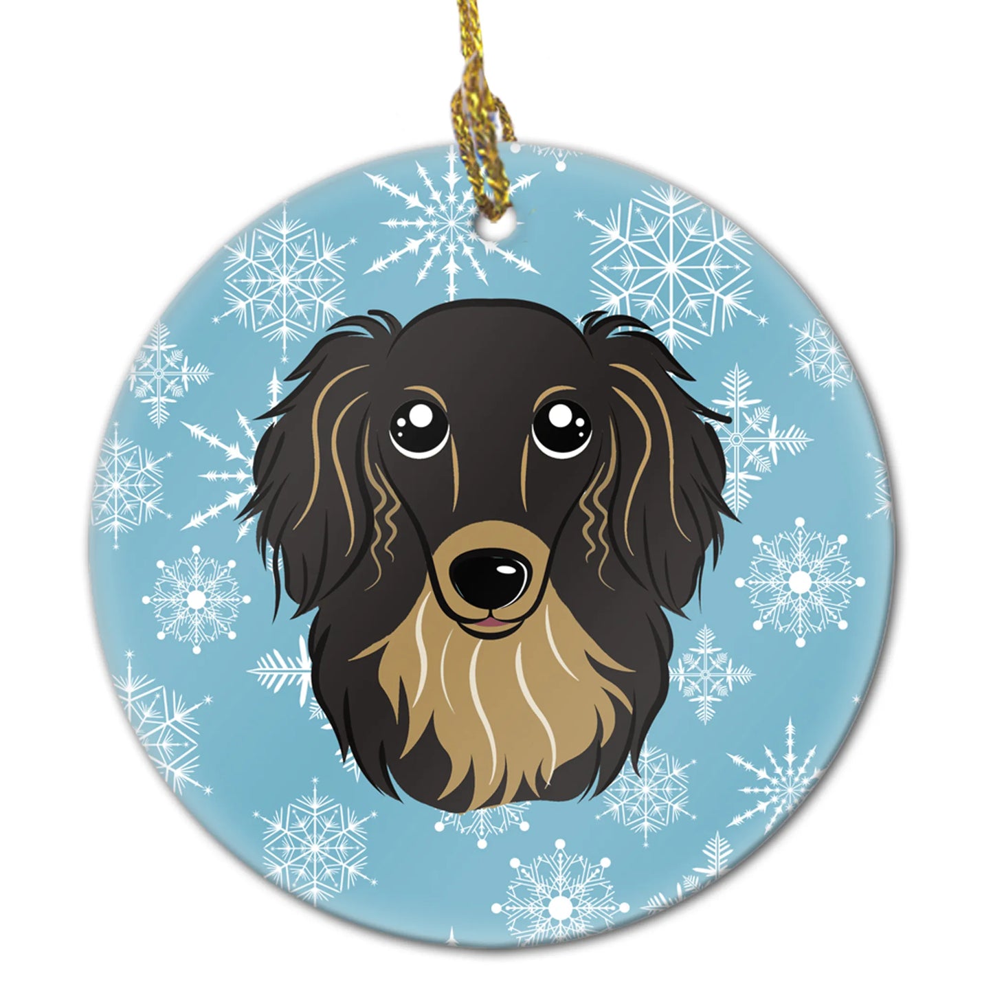 Snowflake Dog on Ceramic Ornament