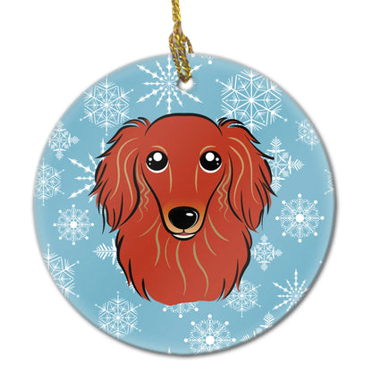 Snowflake Dog on Ceramic Ornament