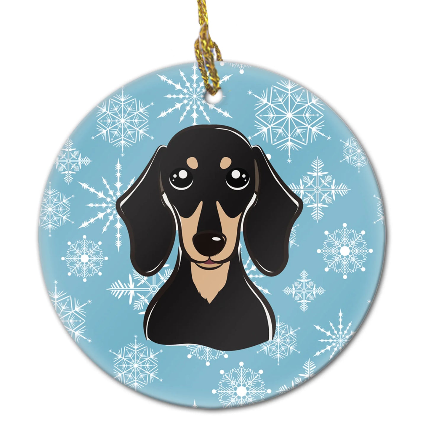 Snowflake Dog on Ceramic Ornament