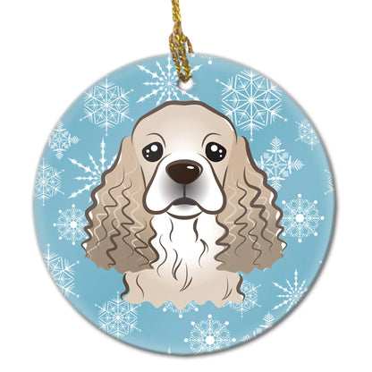 Snowflake Dog on Ceramic Ornament