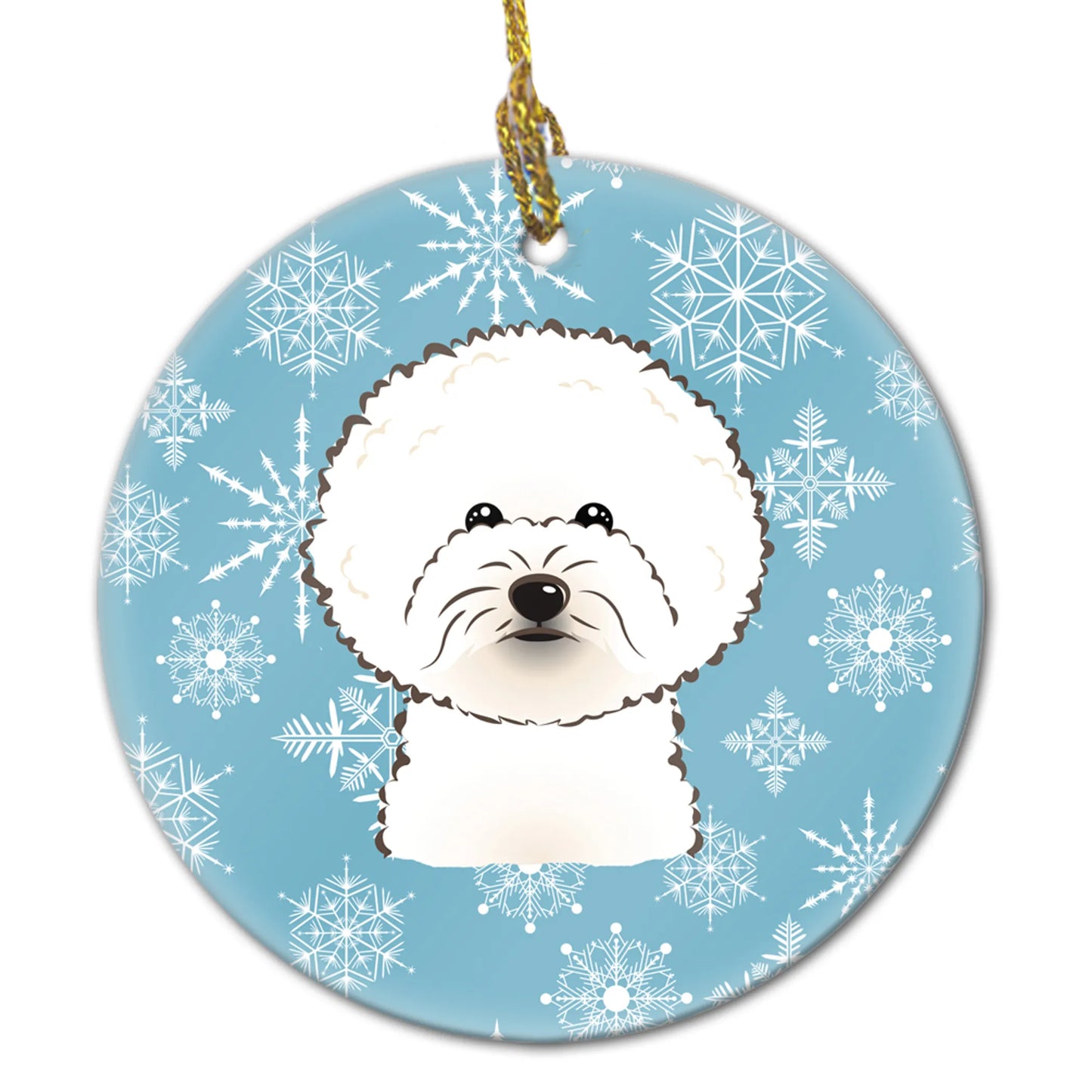 Snowflake Dog on Ceramic Ornament